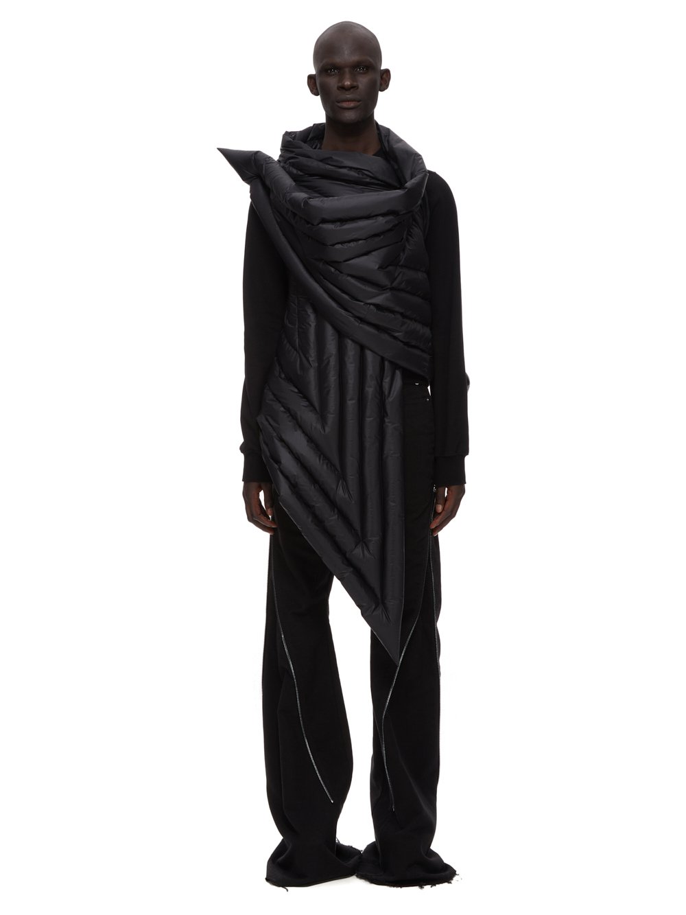 RICK OWENS FW23 LUXOR GLEAM VEST IN BLACK RECYCLED NYLON