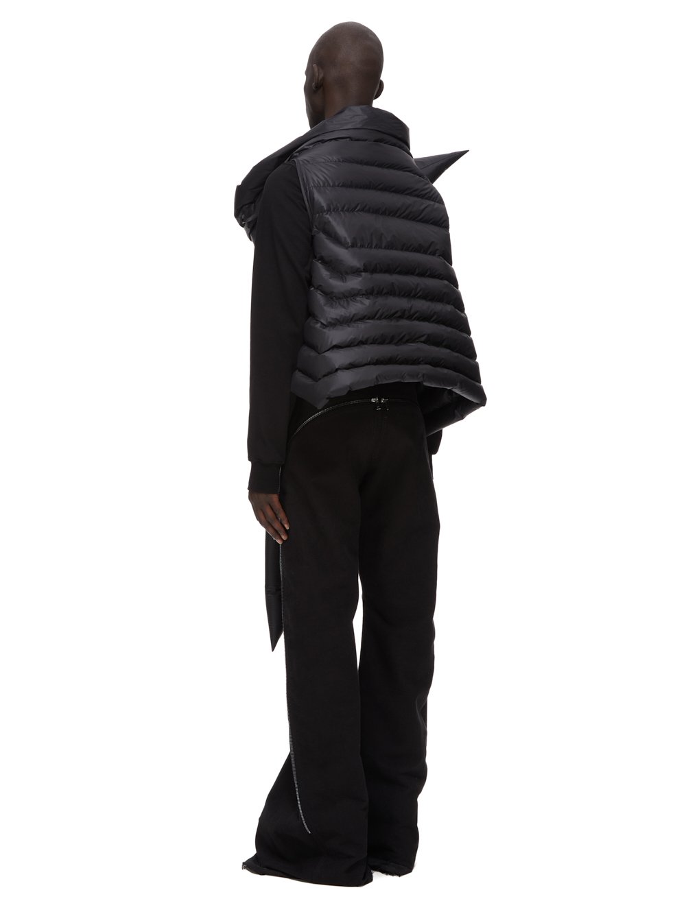 RICK OWENS FW23 LUXOR GLEAM VEST IN BLACK RECYCLED NYLON