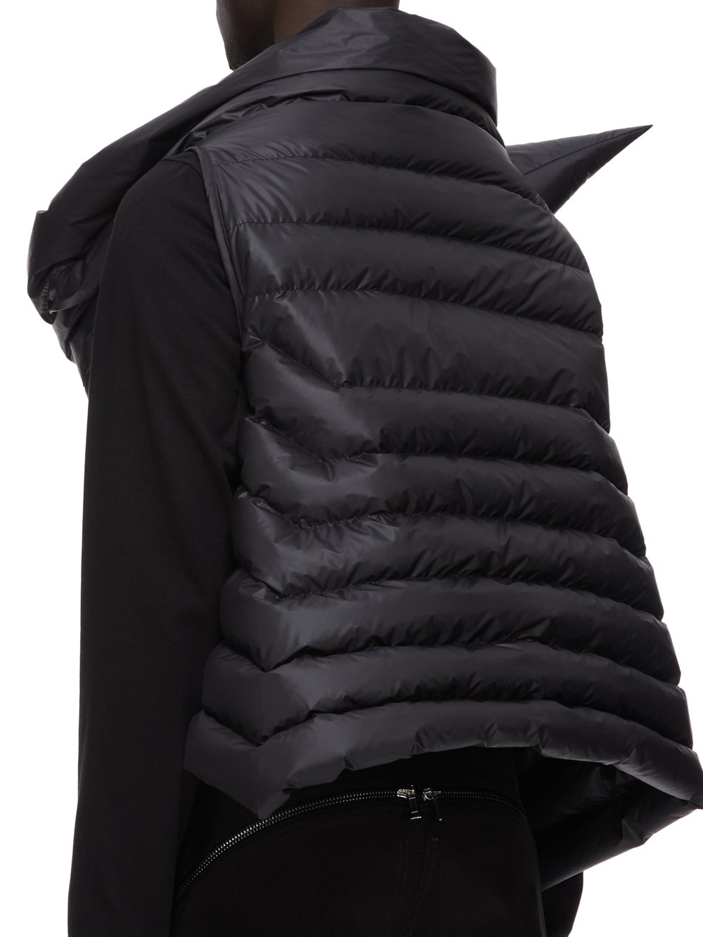 RICK OWENS FW23 LUXOR GLEAM VEST IN BLACK RECYCLED NYLON