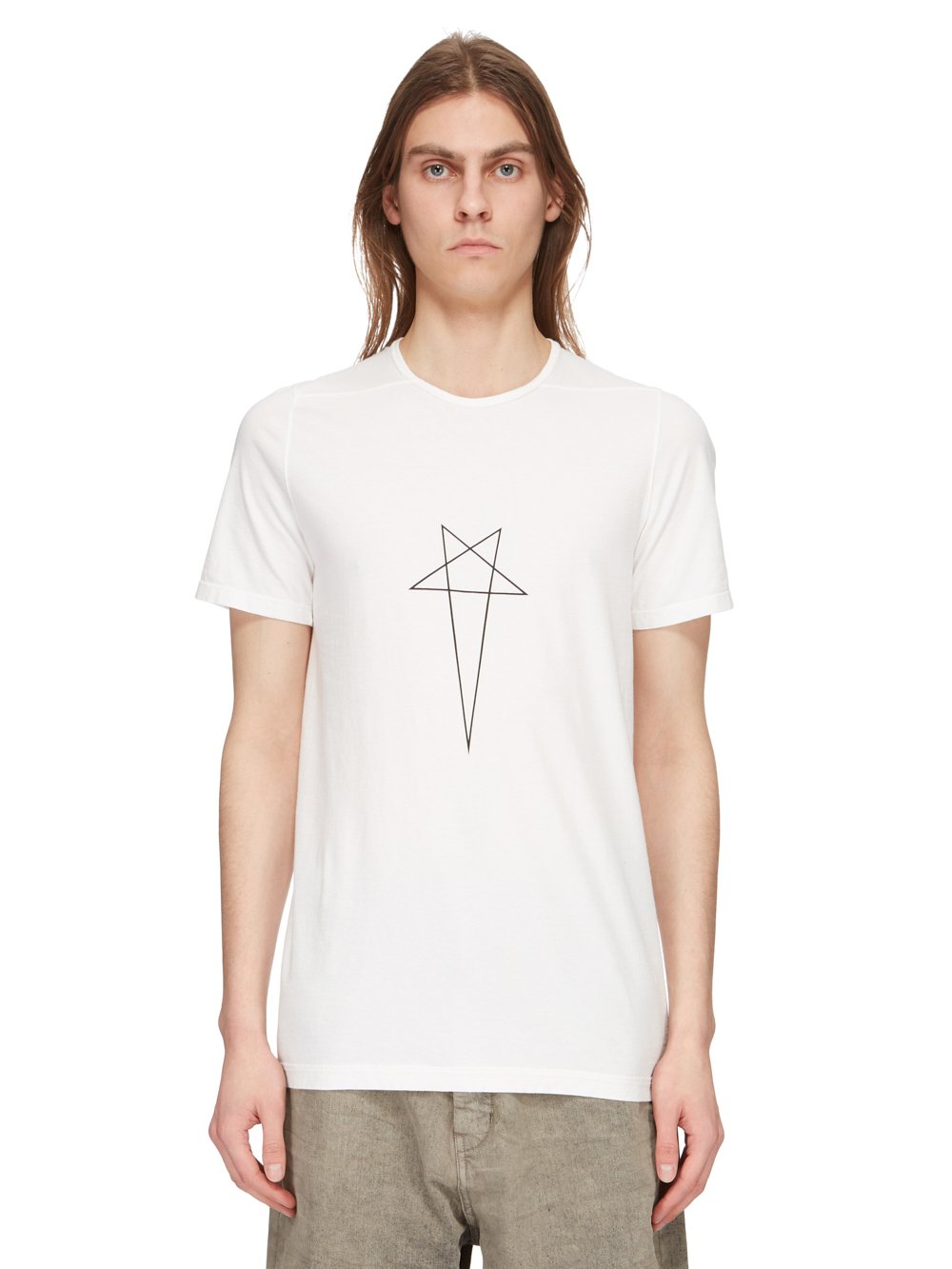 RICK OWENS FW23 LUXOR LEVEL T IN MILK AND BLACK MEDIUM WEIGHT COTTON JERSEY 