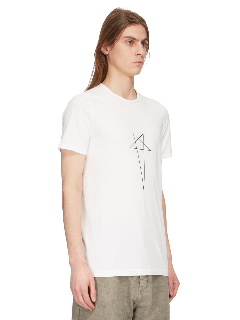 RICK OWENS FW23 LUXOR LEVEL T IN MILK AND BLACK MEDIUM WEIGHT COTTON JERSEY 