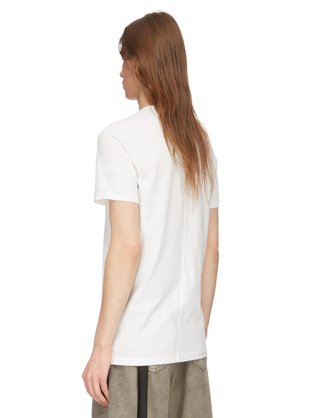 RICK OWENS FW23 LUXOR LEVEL T IN MILK AND BLACK MEDIUM WEIGHT COTTON JERSEY 