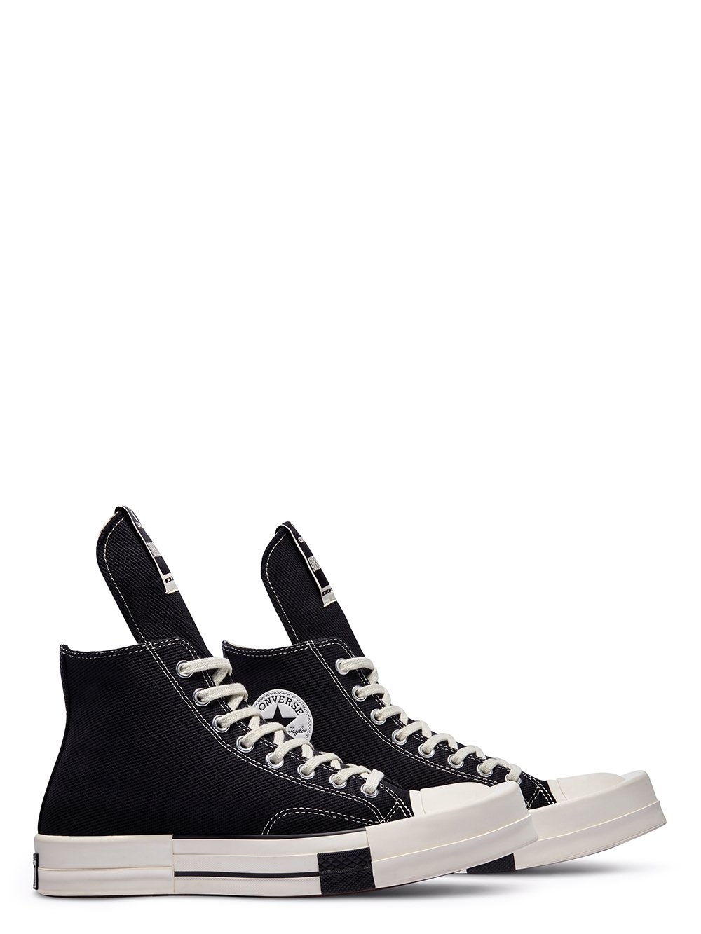 CONVERSE X DRKSHDW TURBODRK HI IN BLACK AND WHITE.