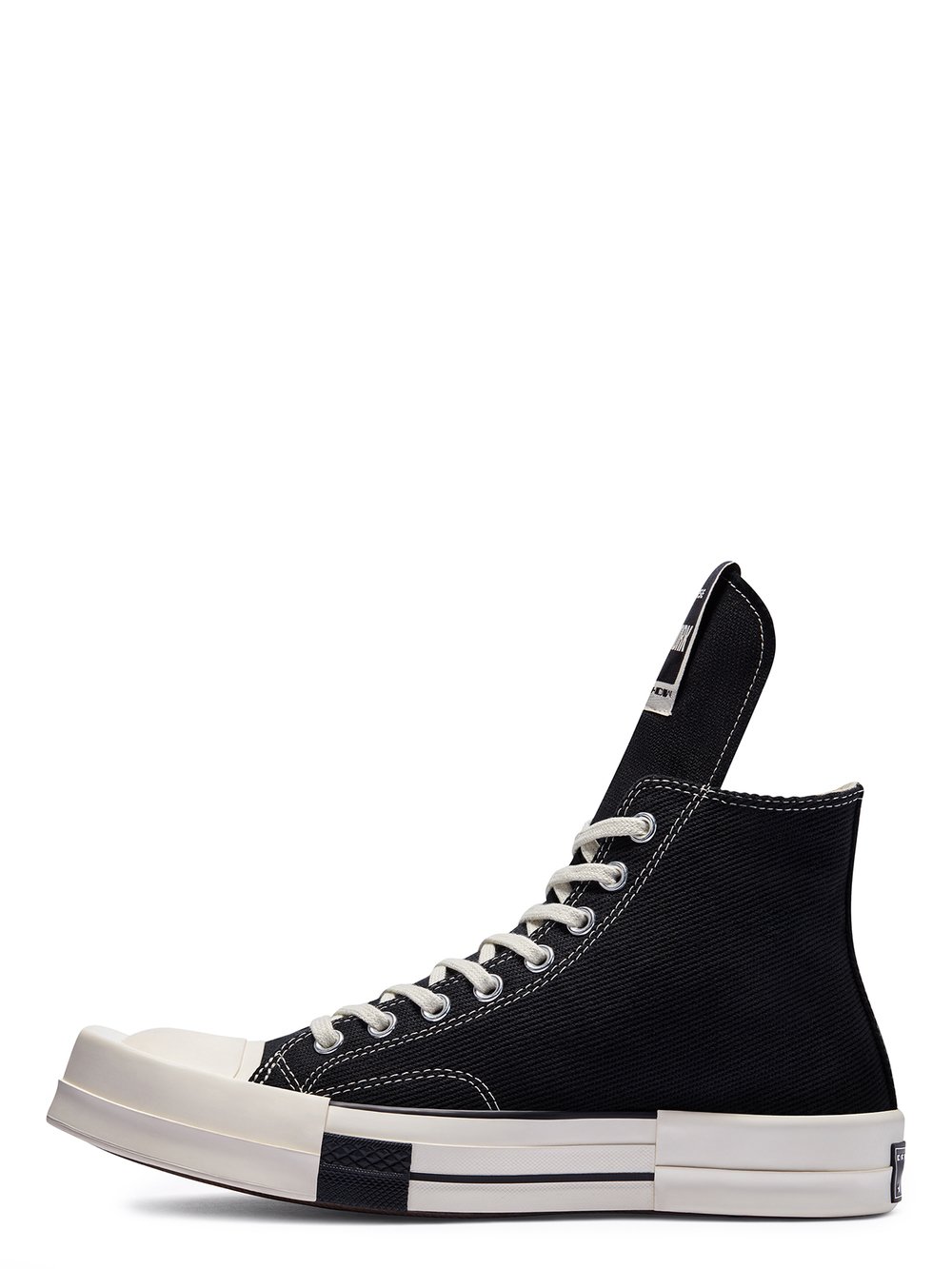 CONVERSE X DRKSHDW TURBODRK HI IN BLACK AND WHITE.