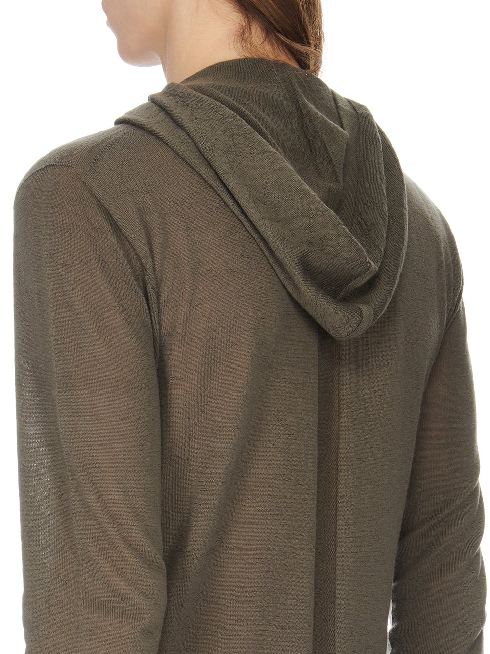 RICK OWENS FW23 LUXOR LS HOODY IN DUST LIGHTWEIGHT RASATO KNIT