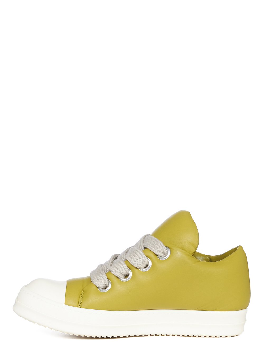 RICK OWENS FW23 LUXOR JUMBO LACE PADDED LOW SNEAKS IN ACID AND MILK PEACHED LAMBSKIN