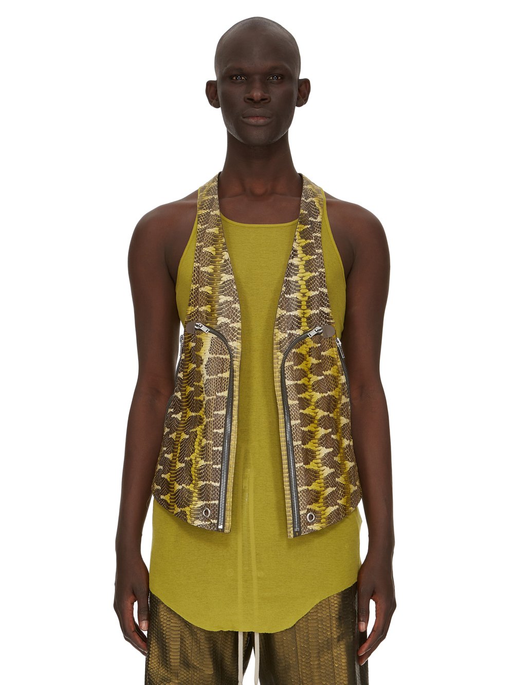 RICK OWENS FW23 LUXOR BAUHAUS VEST IN ACID STRIPE BOIGA SNAKE