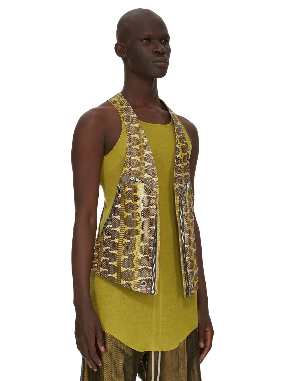 RICK OWENS FW23 LUXOR BAUHAUS VEST IN ACID STRIPE BOIGA SNAKE