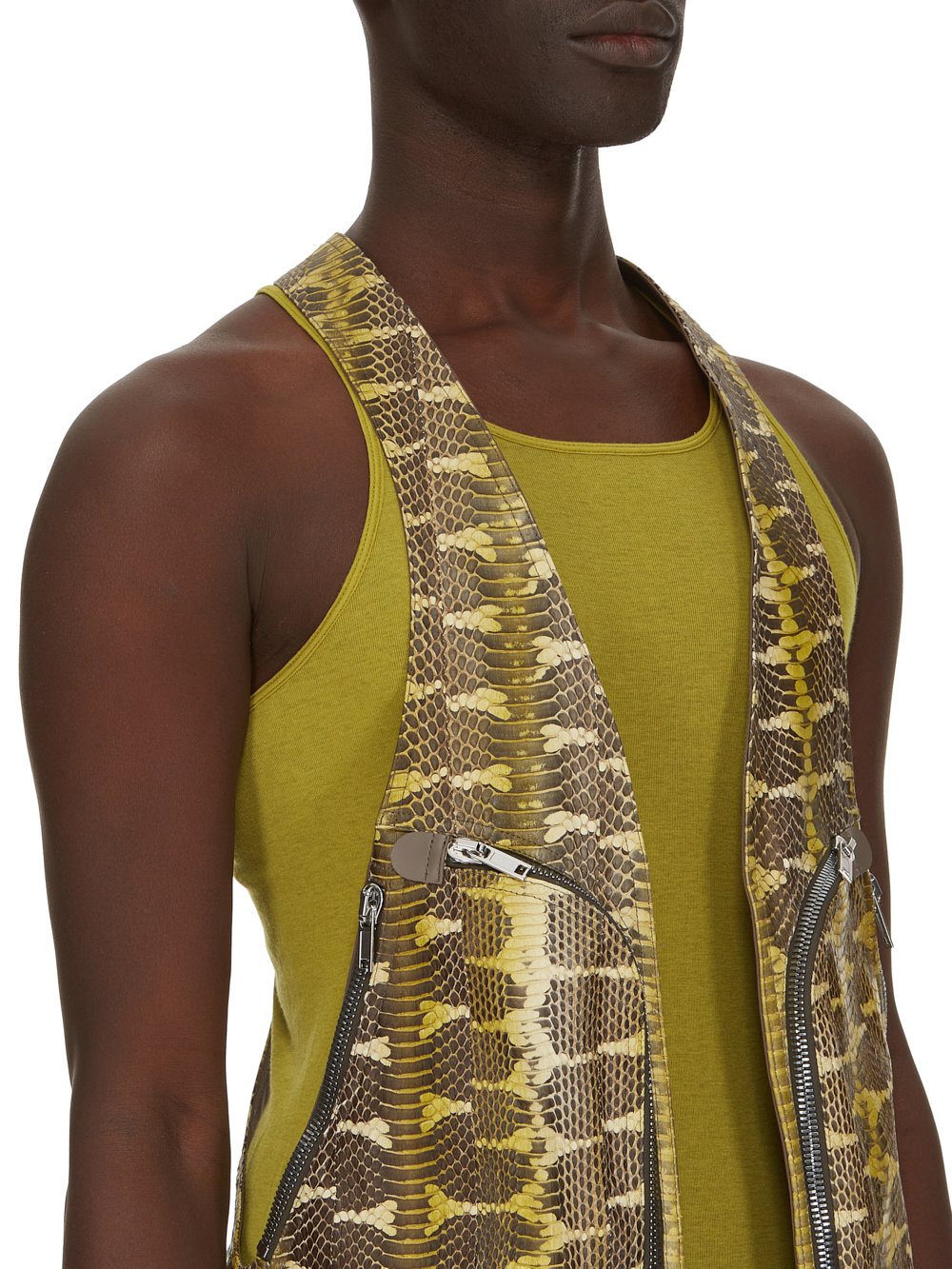 RICK OWENS FW23 LUXOR BAUHAUS VEST IN ACID STRIPE BOIGA SNAKE