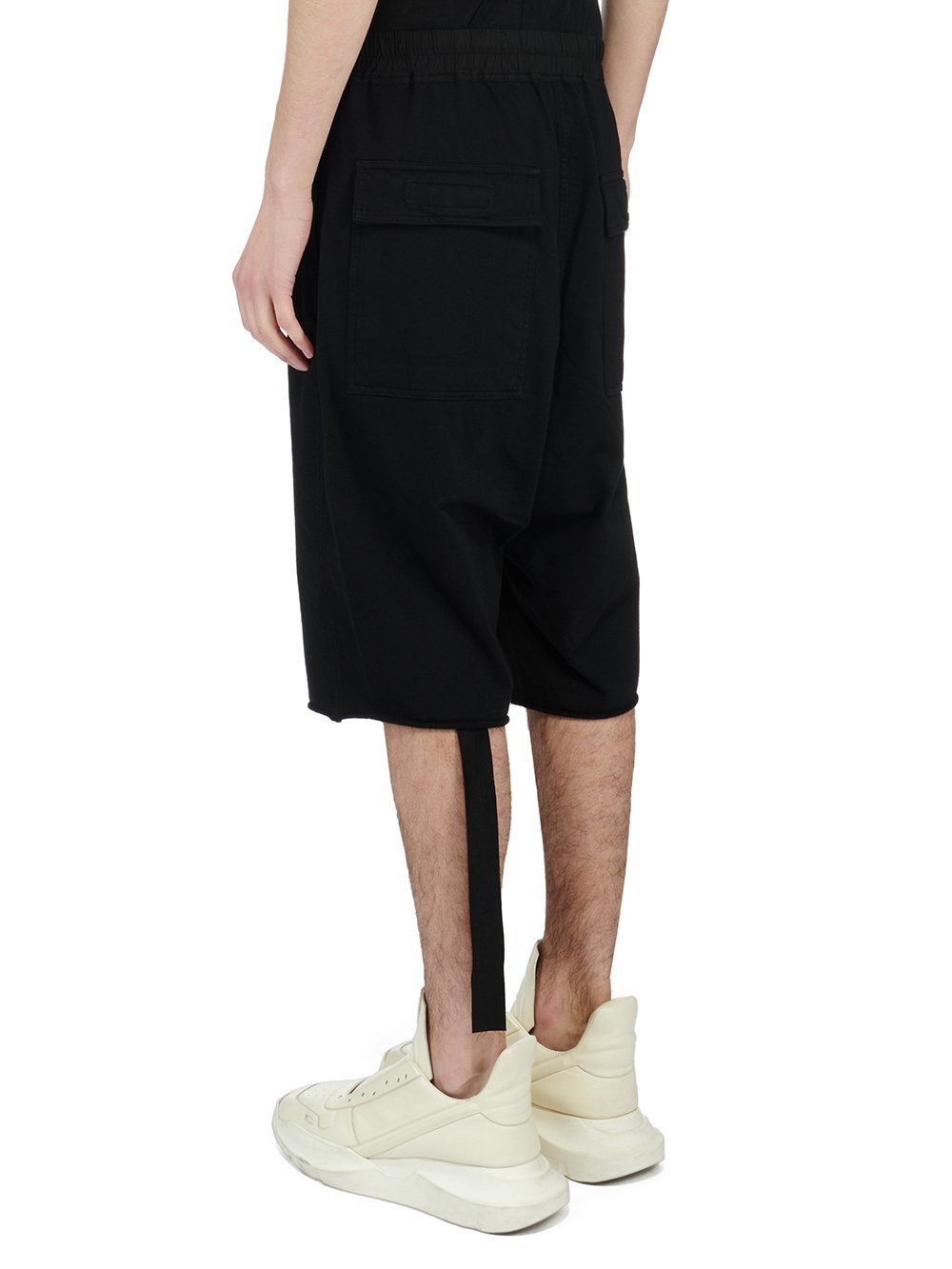 RICK OWENS FW23 LUXOR DRK SHORTS IN BLACK COMPACT HEAVY COTTON JERSEY