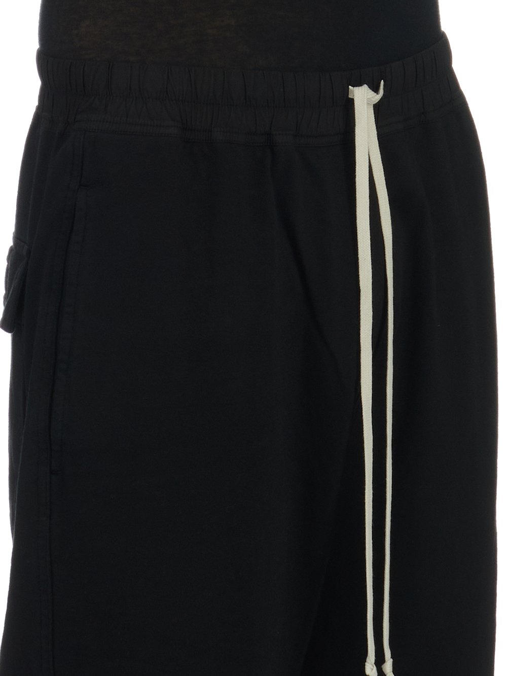 RICK OWENS FW23 LUXOR DRK SHORTS IN BLACK COMPACT HEAVY COTTON JERSEY