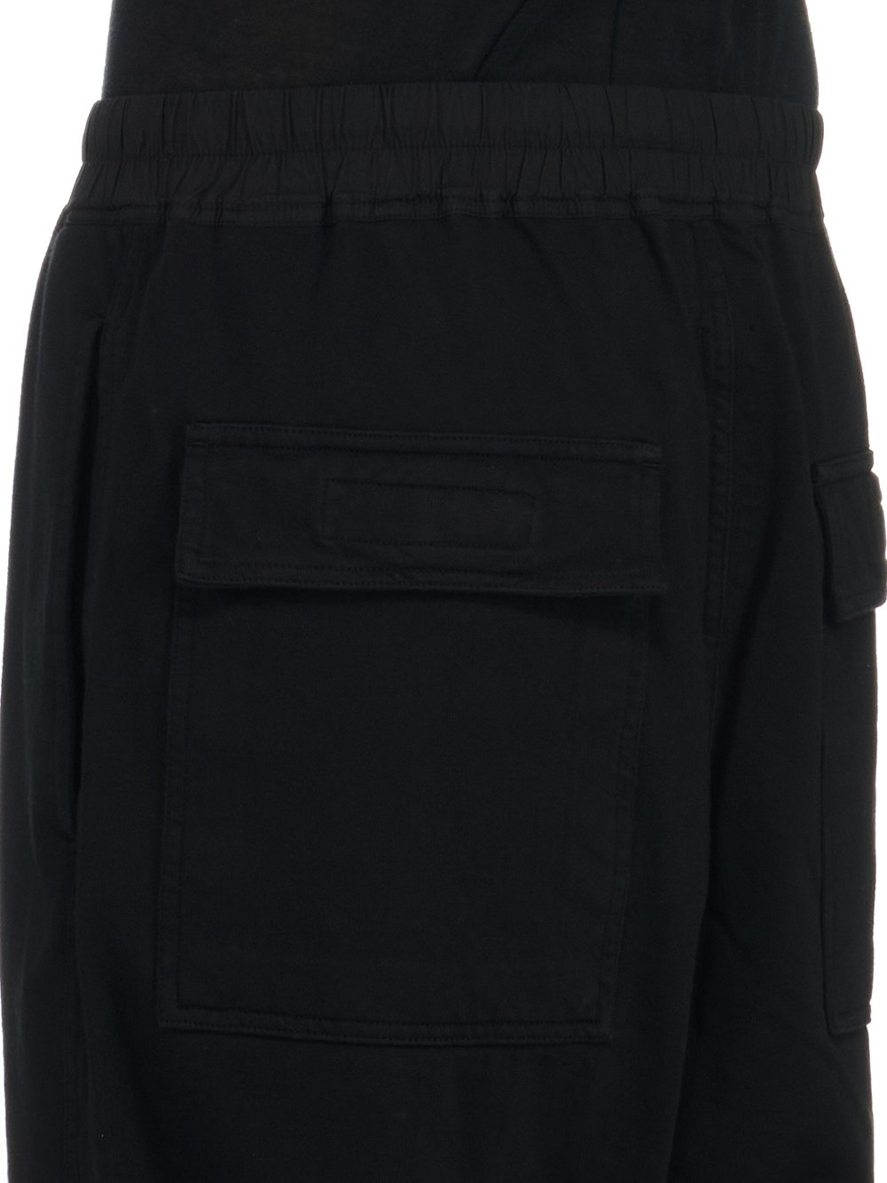 RICK OWENS FW23 LUXOR DRK SHORTS IN BLACK COMPACT HEAVY COTTON JERSEY