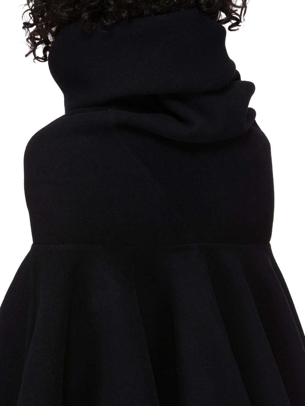 RICK OWENS FW23 LUXOR RUNWAY COWL FULL CAPE CROPPED IN BLACK DOUBLE CASHMERE