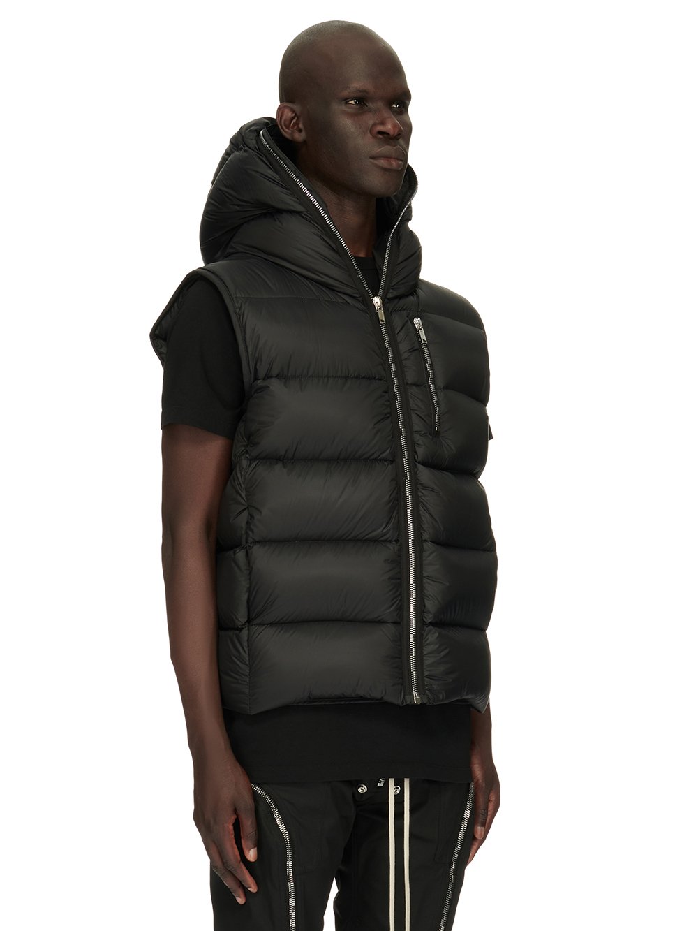 RICK OWENS FW23 LUXOR SEALED VEST IN BLACK RECYCLED NYLON