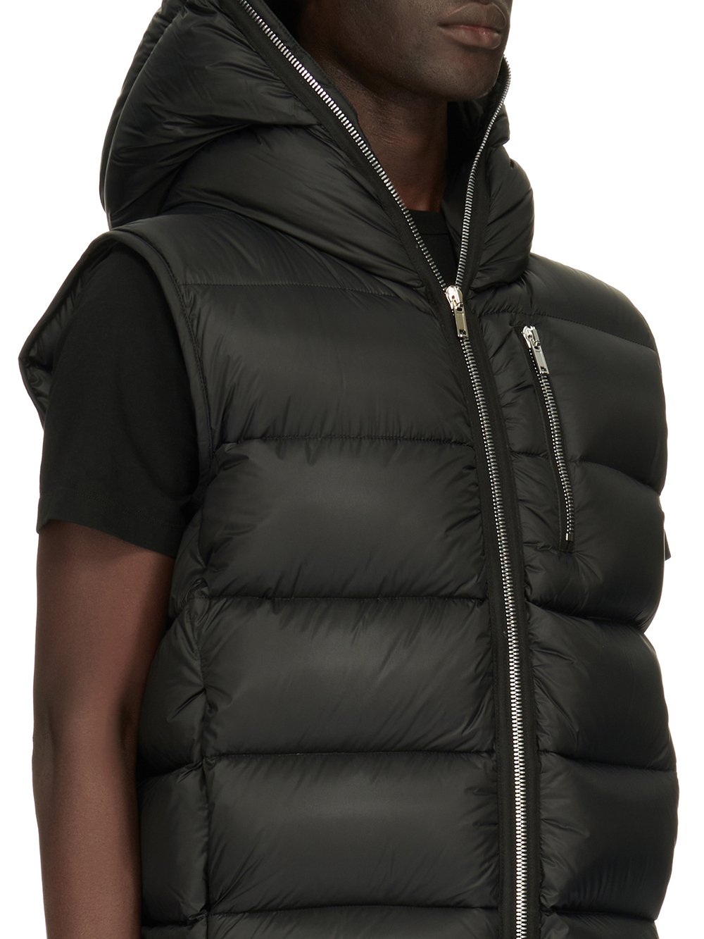 RICK OWENS FW23 LUXOR SEALED VEST IN BLACK RECYCLED NYLON