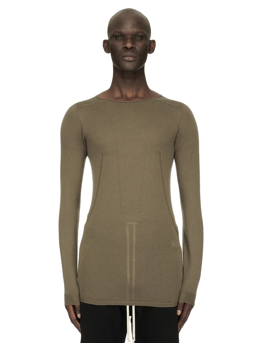 RICK OWENS FW23 LUXOR ROUND NECK IN DUST LIGHTWEIGHT RASATO KNIT