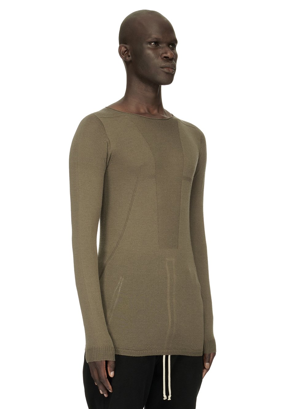 RICK OWENS FW23 LUXOR ROUND NECK IN DUST LIGHTWEIGHT RASATO KNIT