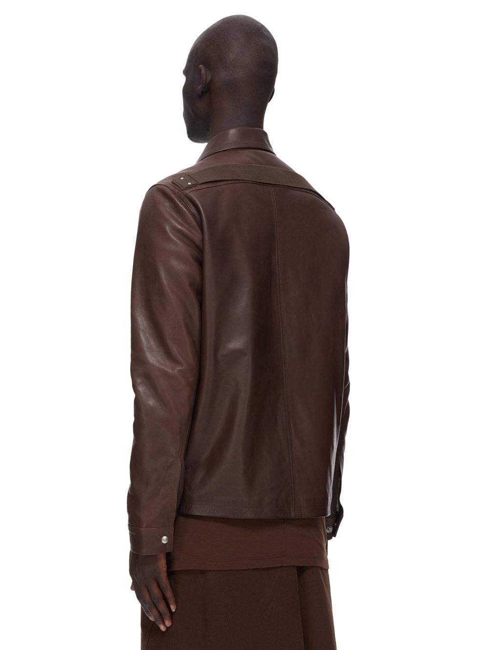 RICK OWENS FW23 LUXOR BRAD JKT IN BROWN VEG NAPPA LAMB