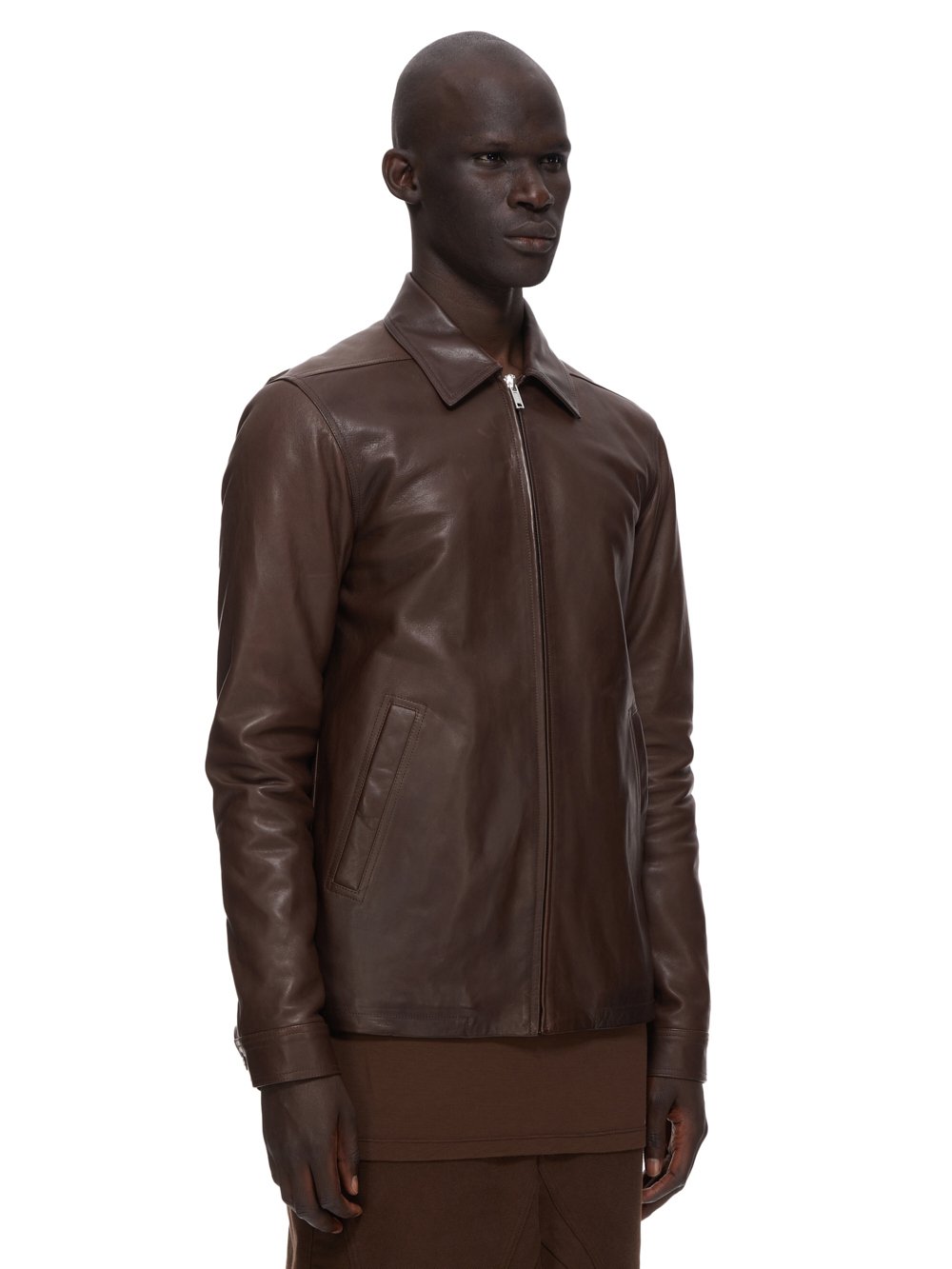 RICK OWENS FW23 LUXOR BRAD JKT IN BROWN VEG NAPPA LAMB