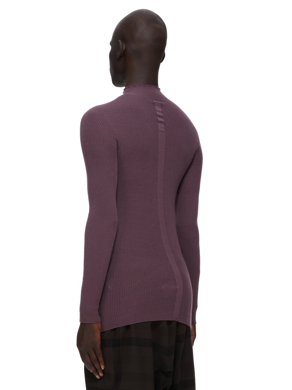 RICK OWENS FW23 LUXOR RIBBED LUPETTO IN AMETHYST PURPLE LIGHTWEIGHT RIBBED KNIT