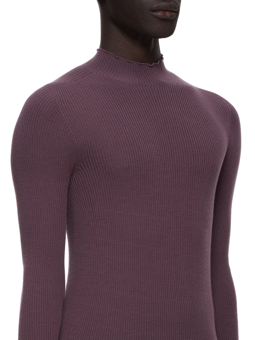 RICK OWENS FW23 LUXOR RIBBED LUPETTO IN AMETHYST PURPLE LIGHTWEIGHT RIBBED KNIT