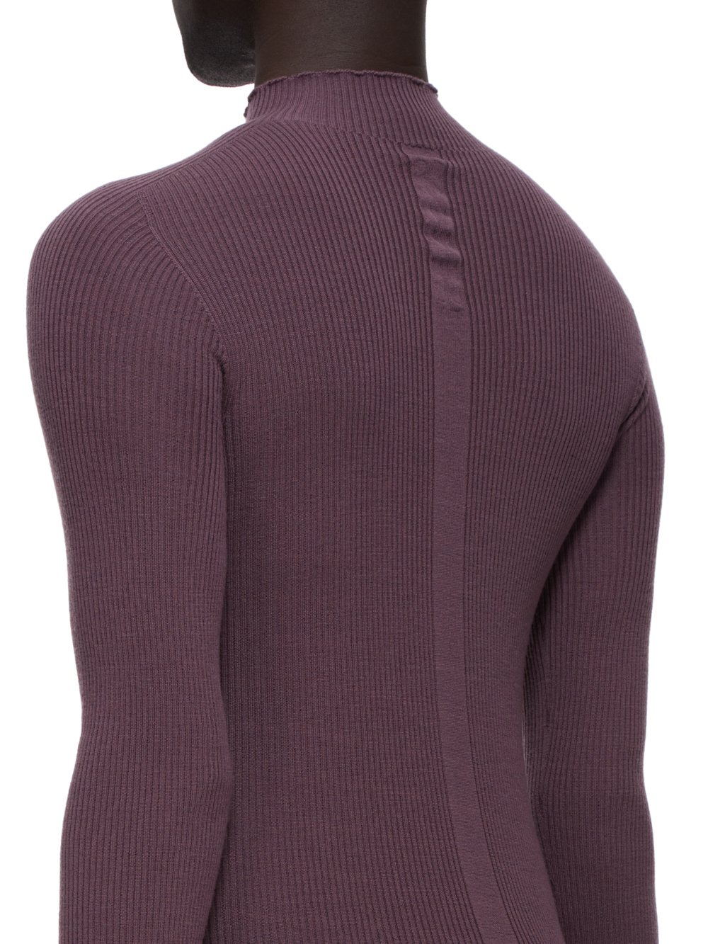 RICK OWENS FW23 LUXOR RIBBED LUPETTO IN AMETHYST PURPLE LIGHTWEIGHT RIBBED KNIT