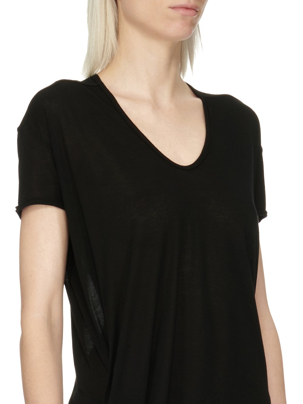 RICK OWENS FW23 LUXOR HIKED T IN BLACK VISCOSE SILK JERSEY