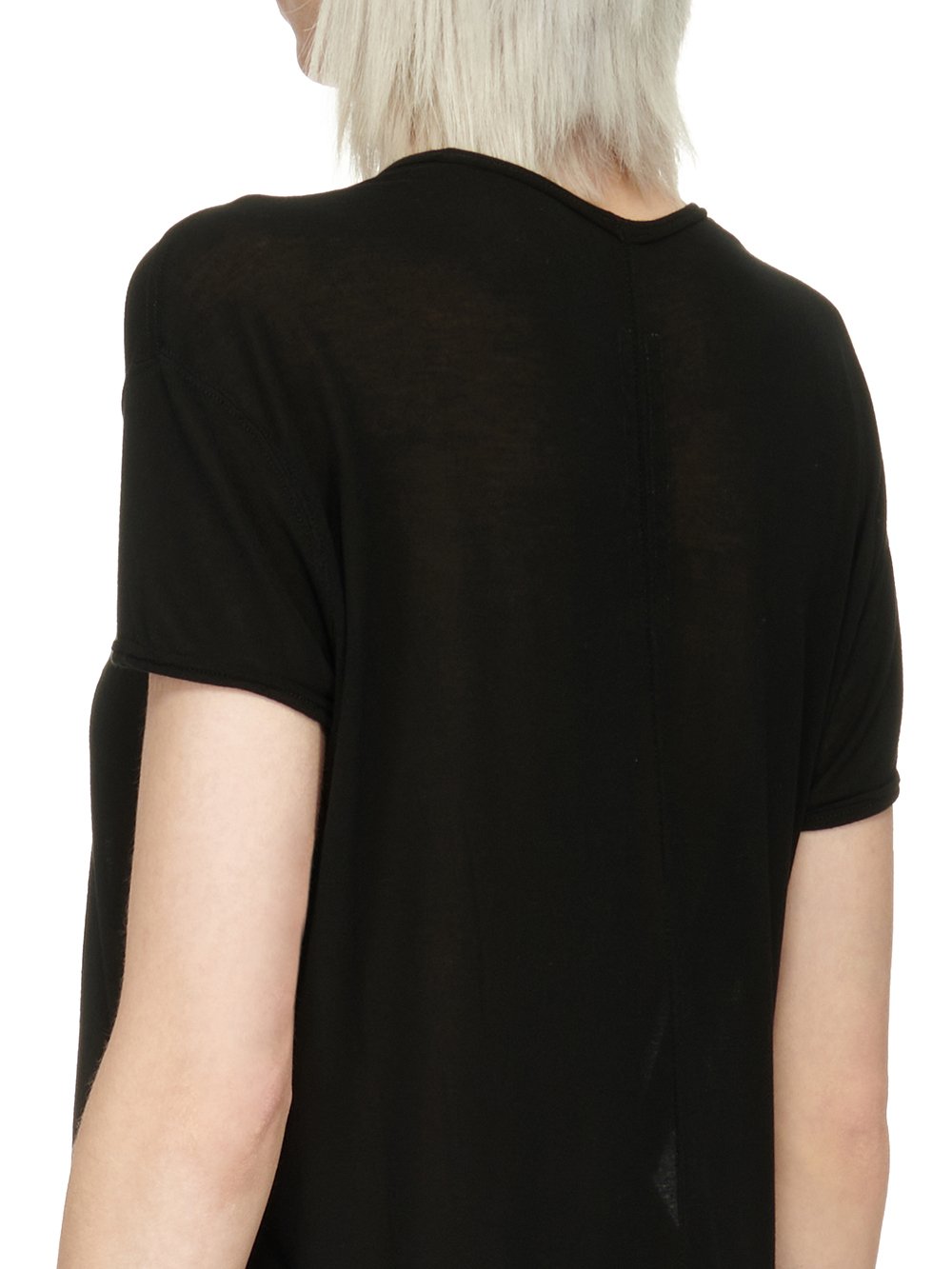 RICK OWENS FW23 LUXOR HIKED T IN BLACK VISCOSE SILK JERSEY