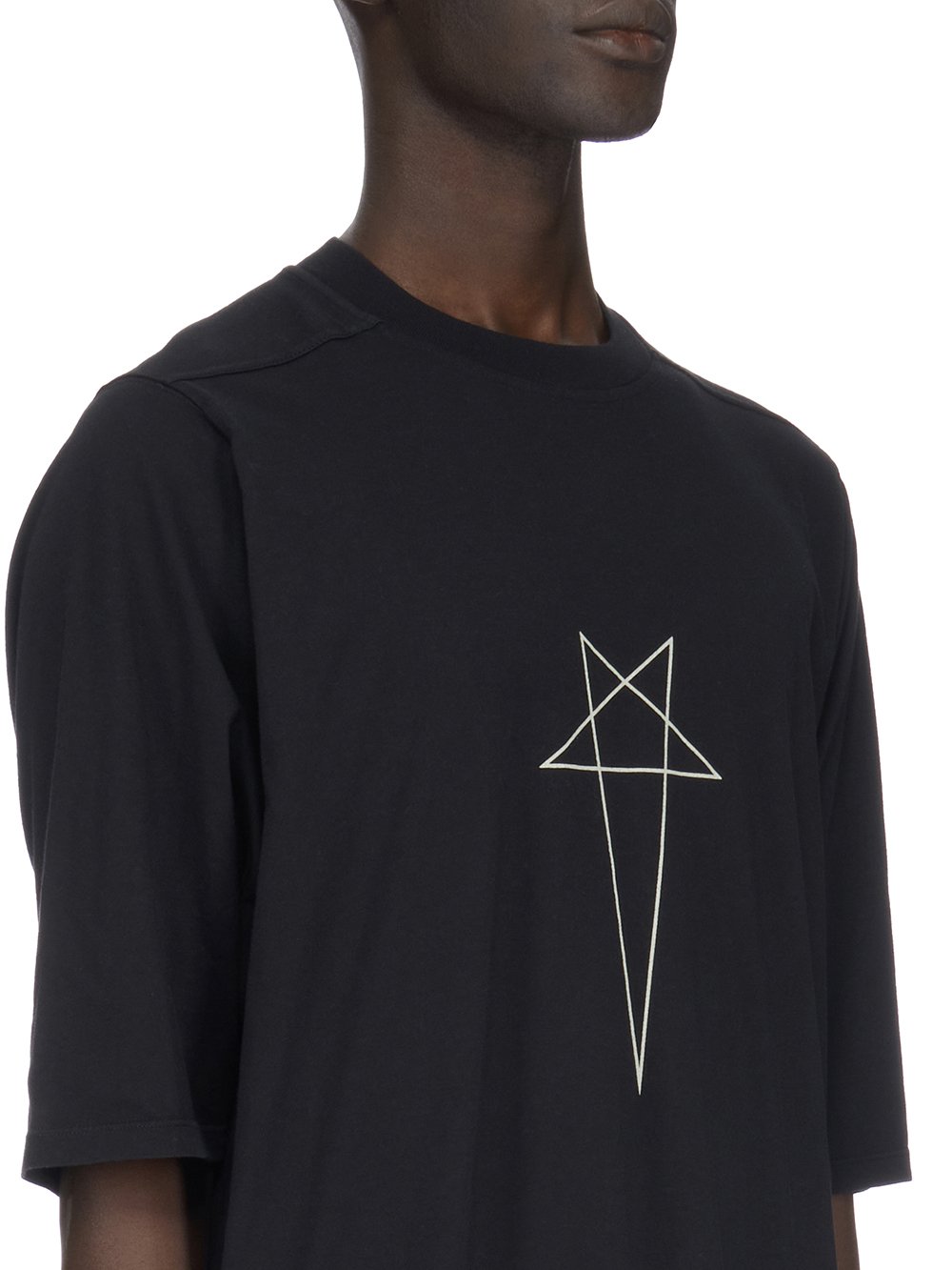 DRKSHDW FW23 LUXOR JUMBO SS T IN BLACK AND PEARL MEDIUM WEIGHT COTTON JERSEY