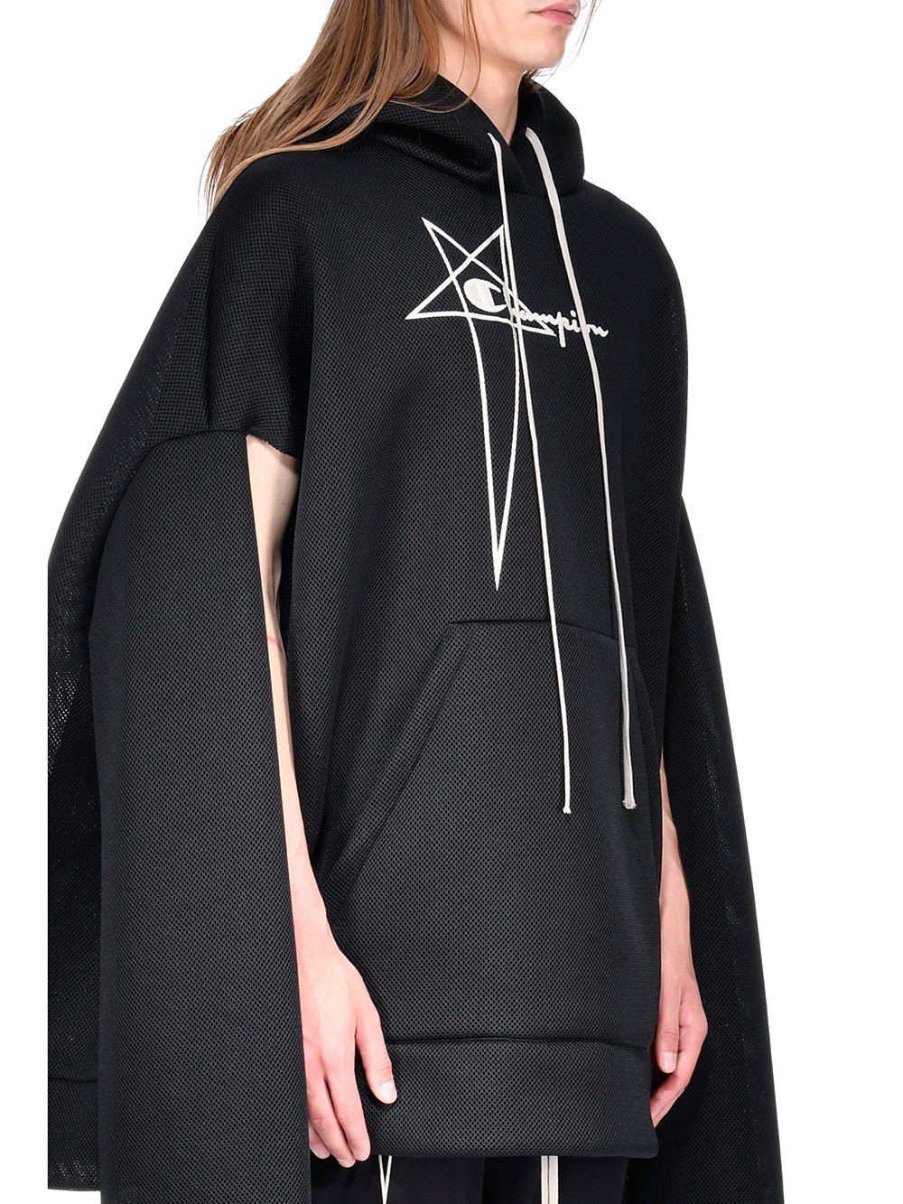 CHAMPION X RICK OWENS FLYPROOF TUNIC IN BLACK RECYCLED 3D MESH