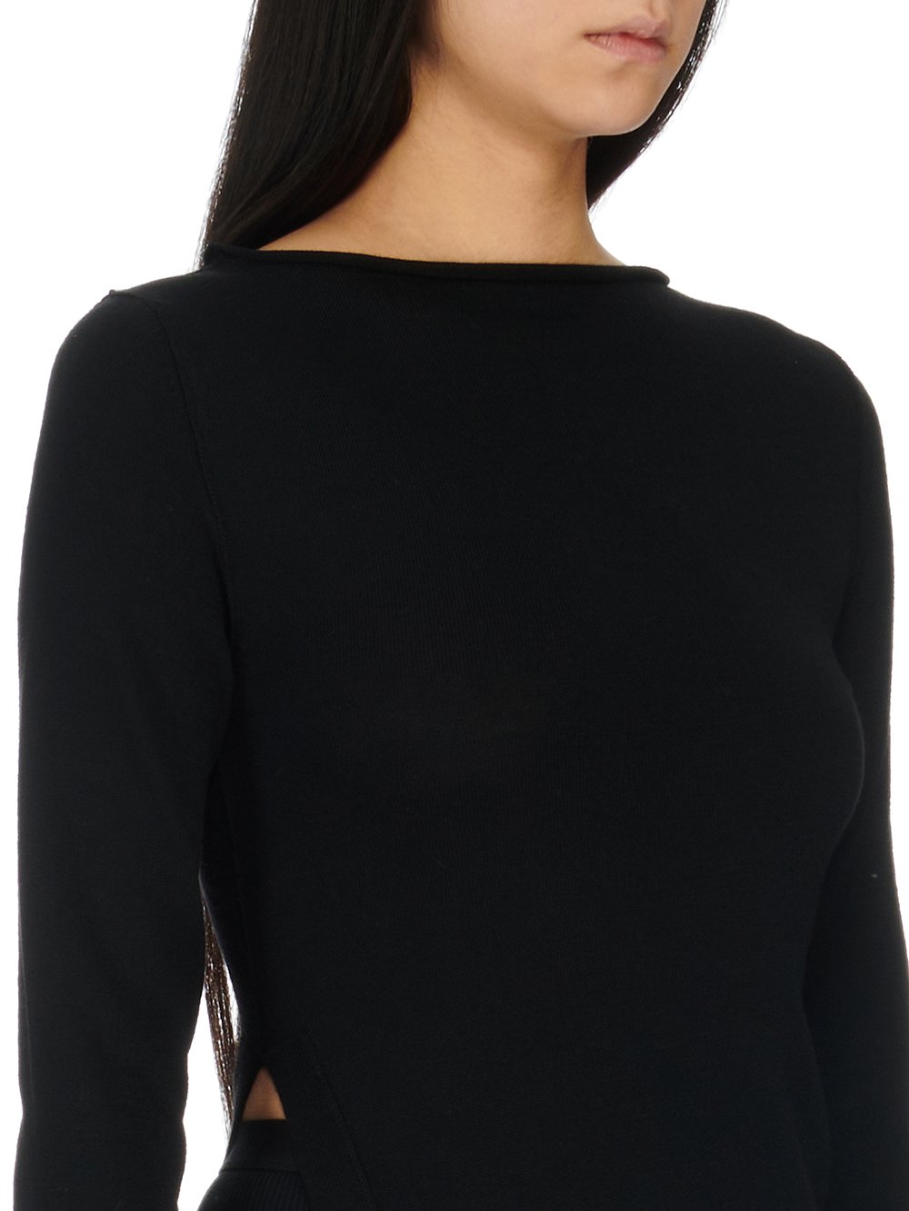 RICK OWENS FW23 LUXOR EASY LONG TOP IN BLACK LIGHTWEIGHT RASATO KNIT