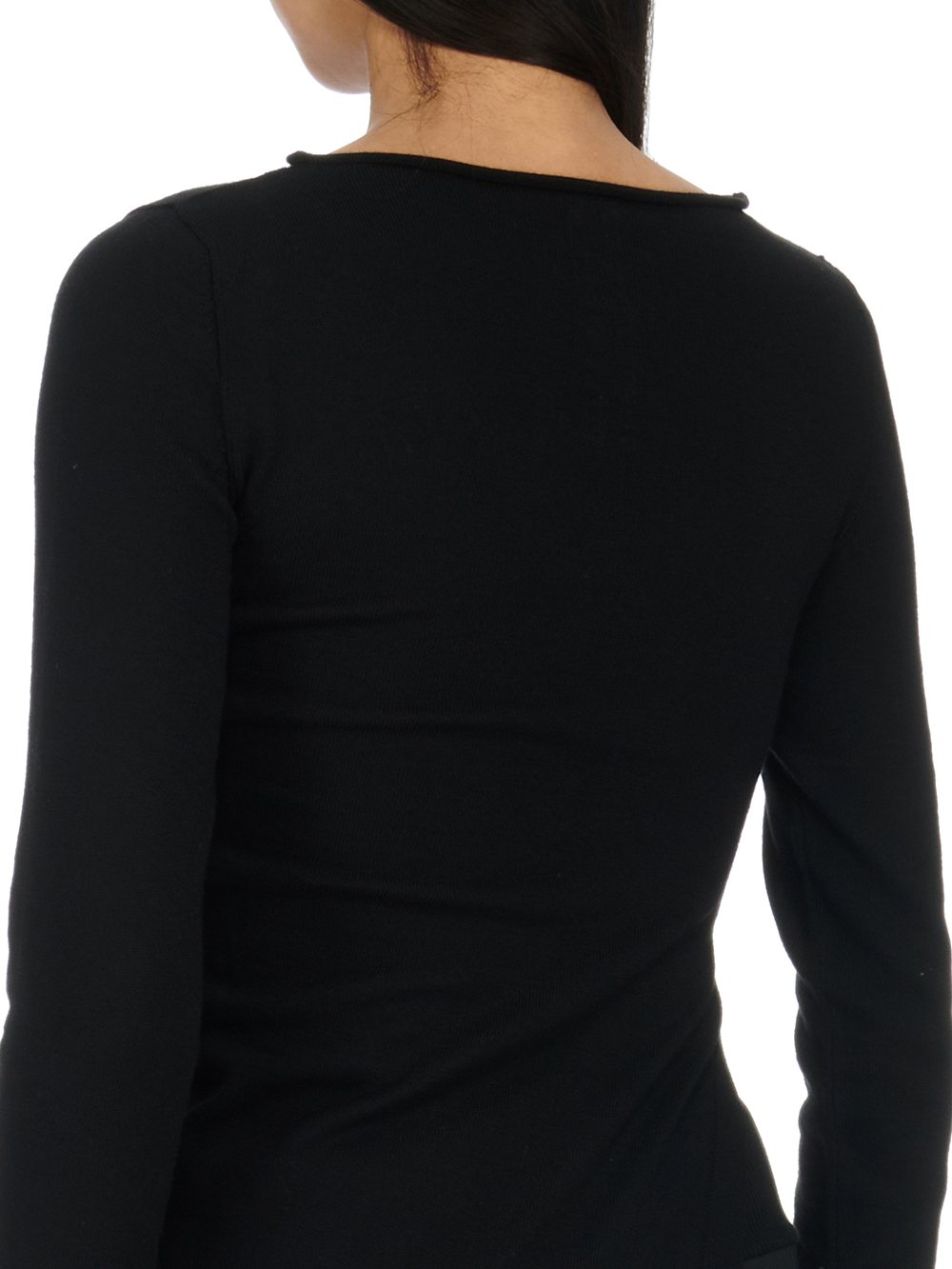 RICK OWENS FW23 LUXOR EASY LONG TOP IN BLACK LIGHTWEIGHT RASATO KNIT