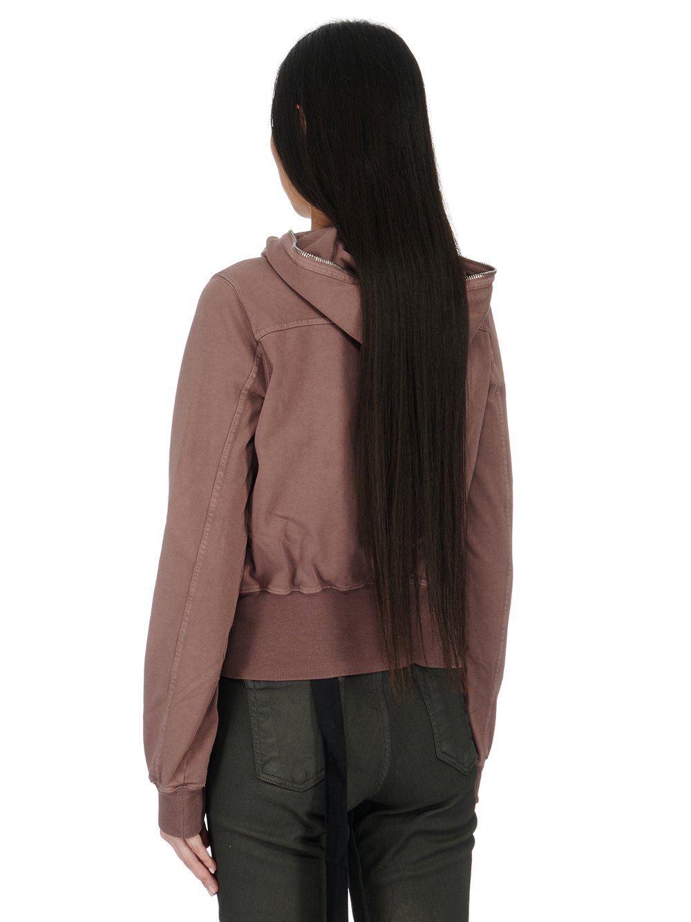 RICK OWENS FW23 LUXOR SMALL GIMP HOODIE IN MAUVE COMPACT HEAVY COTTON JERSEY