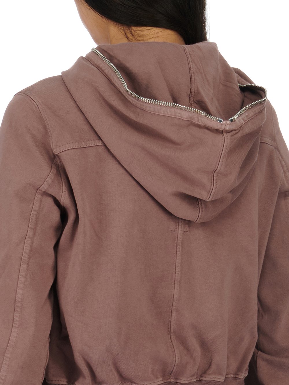 RICK OWENS FW23 LUXOR SMALL GIMP HOODIE IN MAUVE COMPACT HEAVY COTTON JERSEY