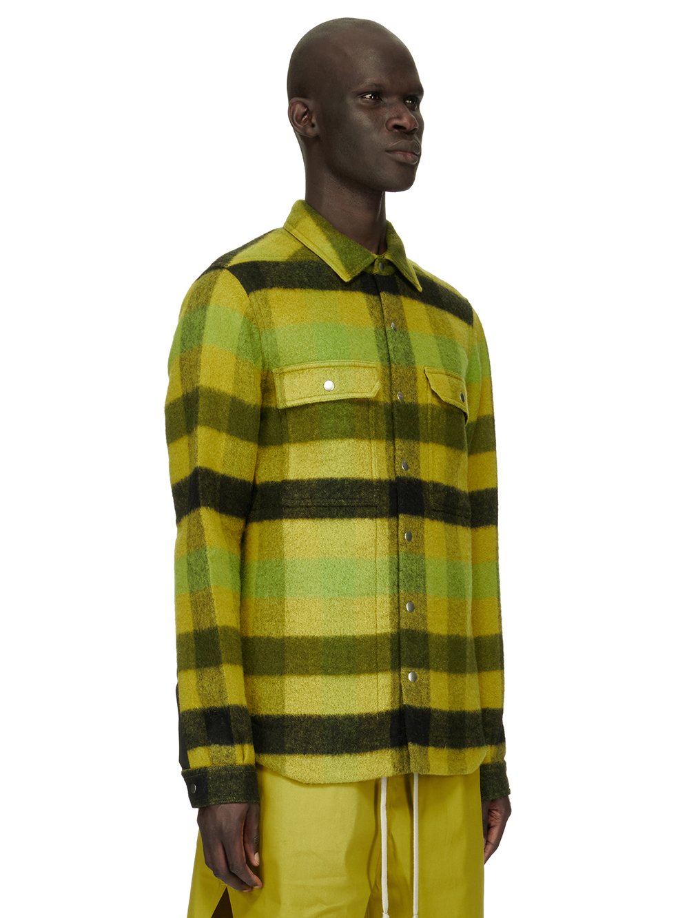 RICK OWENS FW23 LUXOR OUTERSHIRT IN ACID BOILED WOOL PLAID