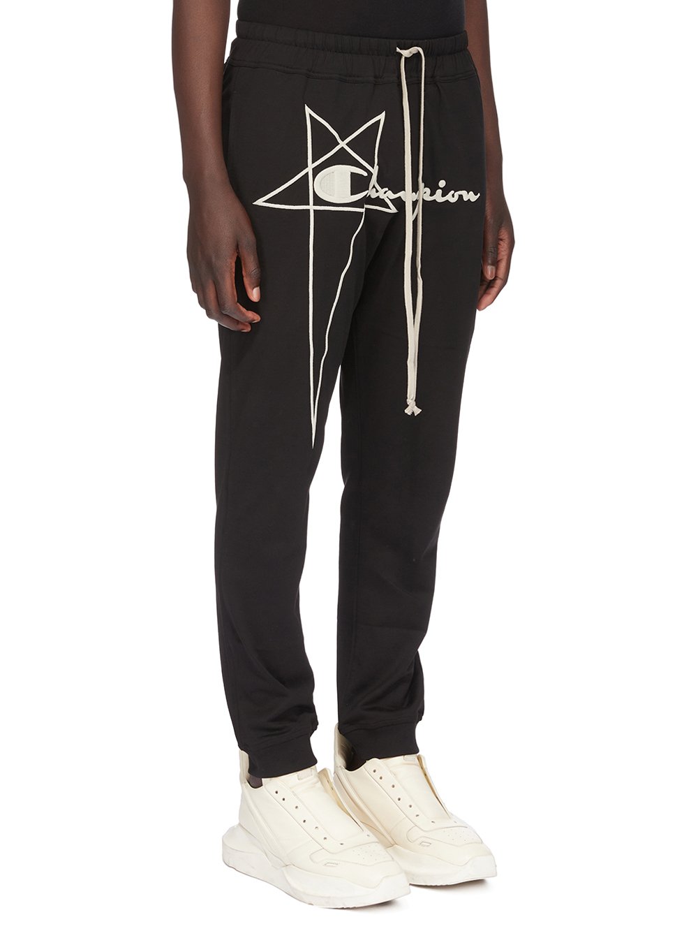 CHAMPION X RICK OWENS JOGGERS IN BLACK MEDIUM WEIGHT COTTON JERSEY 