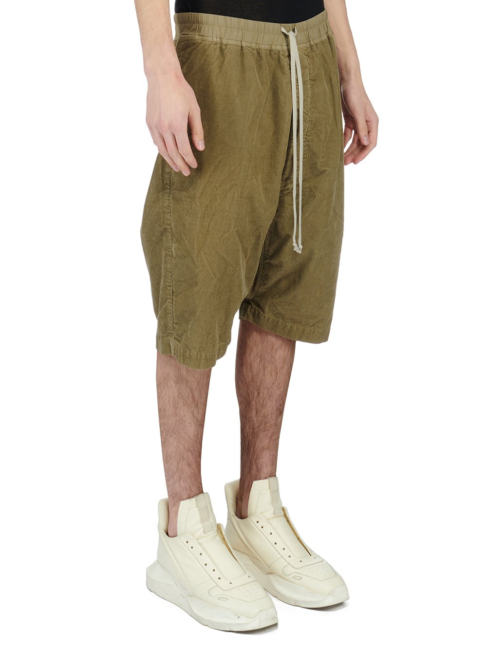 RICK OWENS FW23 LUXOR DRAWSTRING PODS IN PALE GREEN COTTON CORDUROY