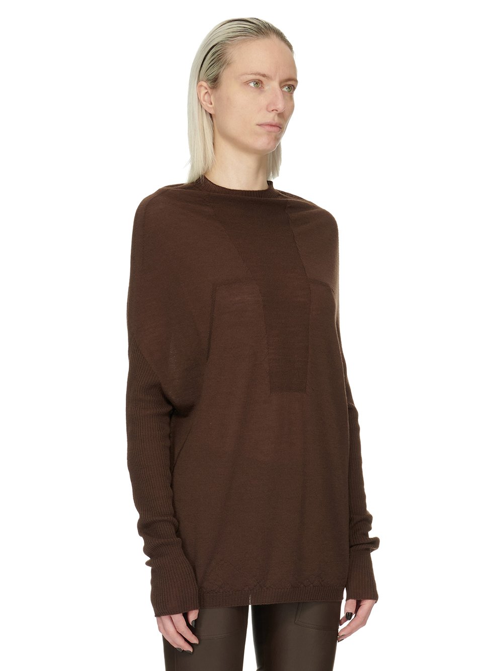 RICK OWENS FW23 LUXOR CRATER KNIT IN BROWN LIGHTWEIGHT RASATO KNIT