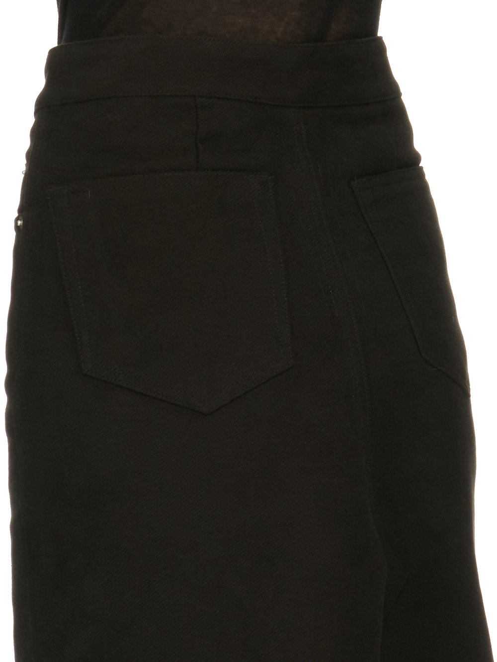 RICK OWENS FW23 LUXOR GODET SKIRT IN BLACK BRUSHED HEAVY TWILL