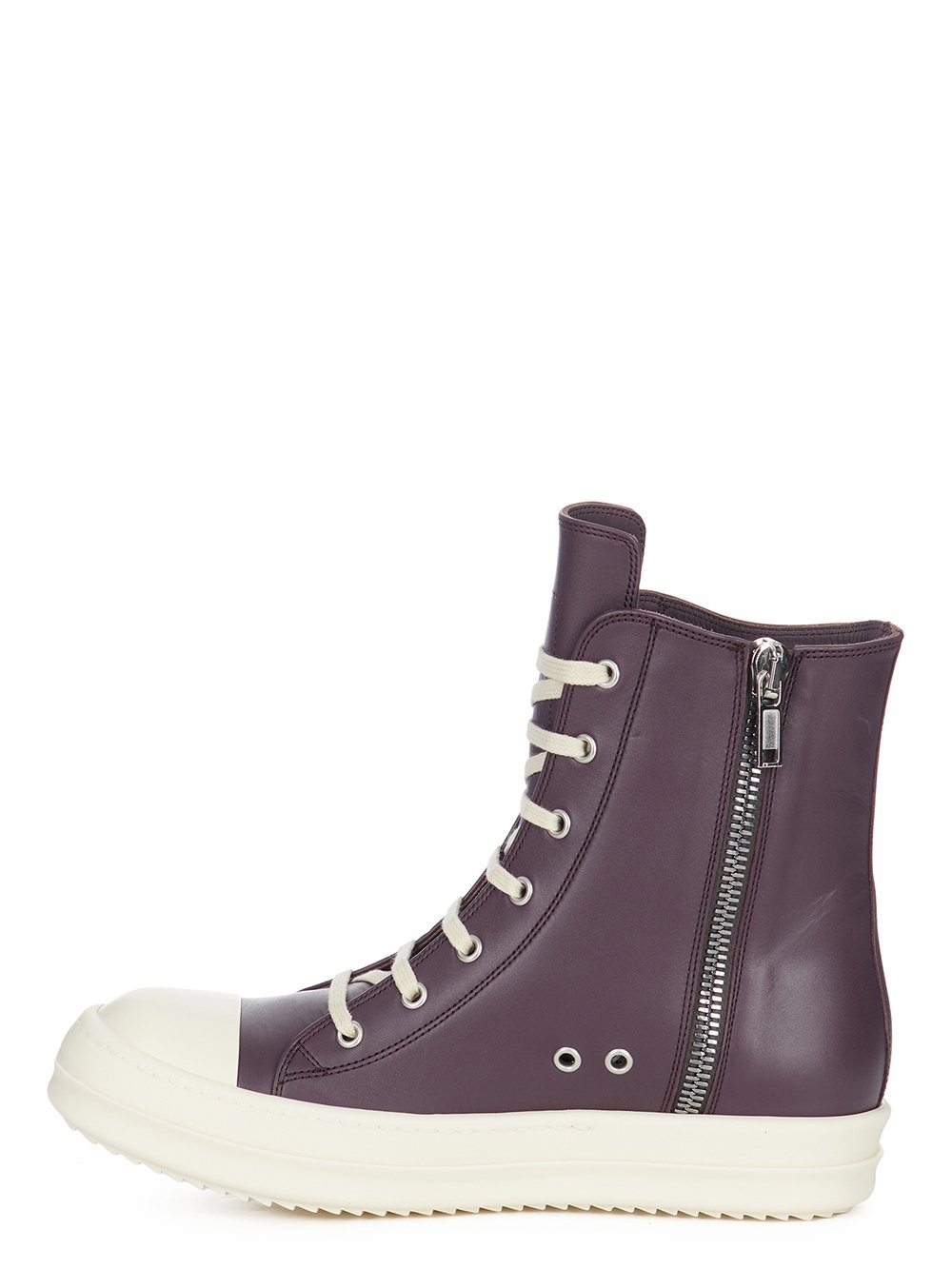 RICK OWENS FW23 LUXOR SNEAKERS IN AMETHYST AND MILK CORTINA GREASE CALF LEATHER