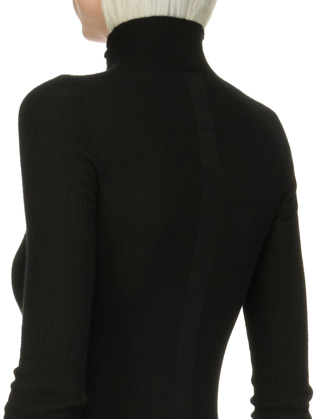 RICK OWENS FW23 LUXOR RIBBED LUPETTO IN BLACK LIGHTWEIGHT RIBBED KNIT