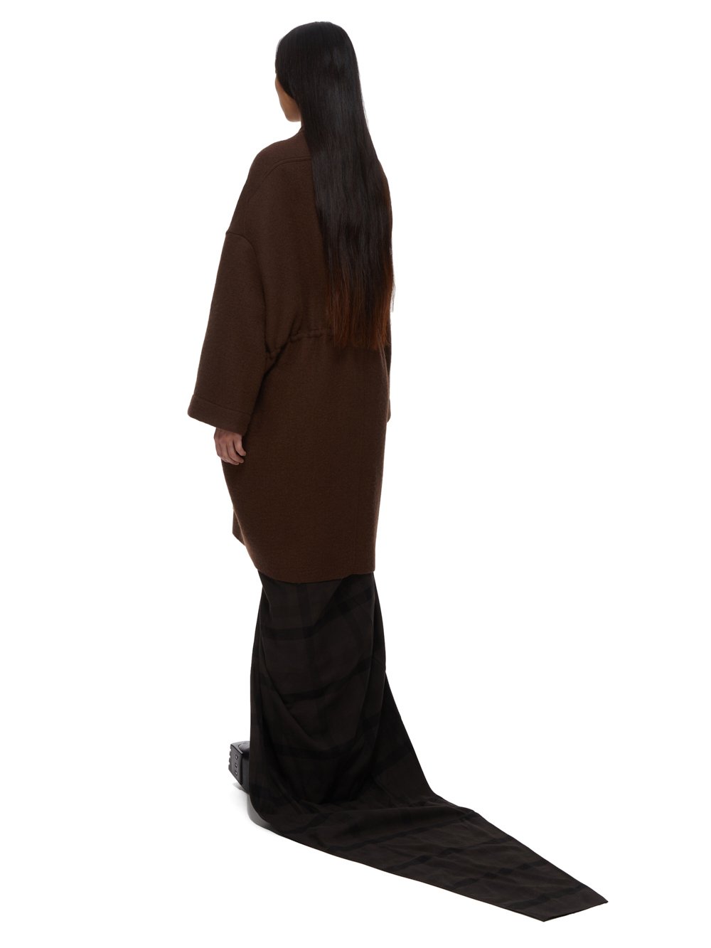 RICK OWENS FW23 LUXOR SAIL COAT IN BROWN BOILED WOOL