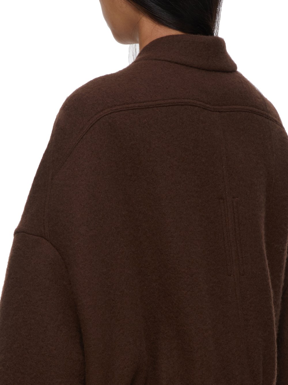 RICK OWENS FW23 LUXOR SAIL COAT IN BROWN BOILED WOOL