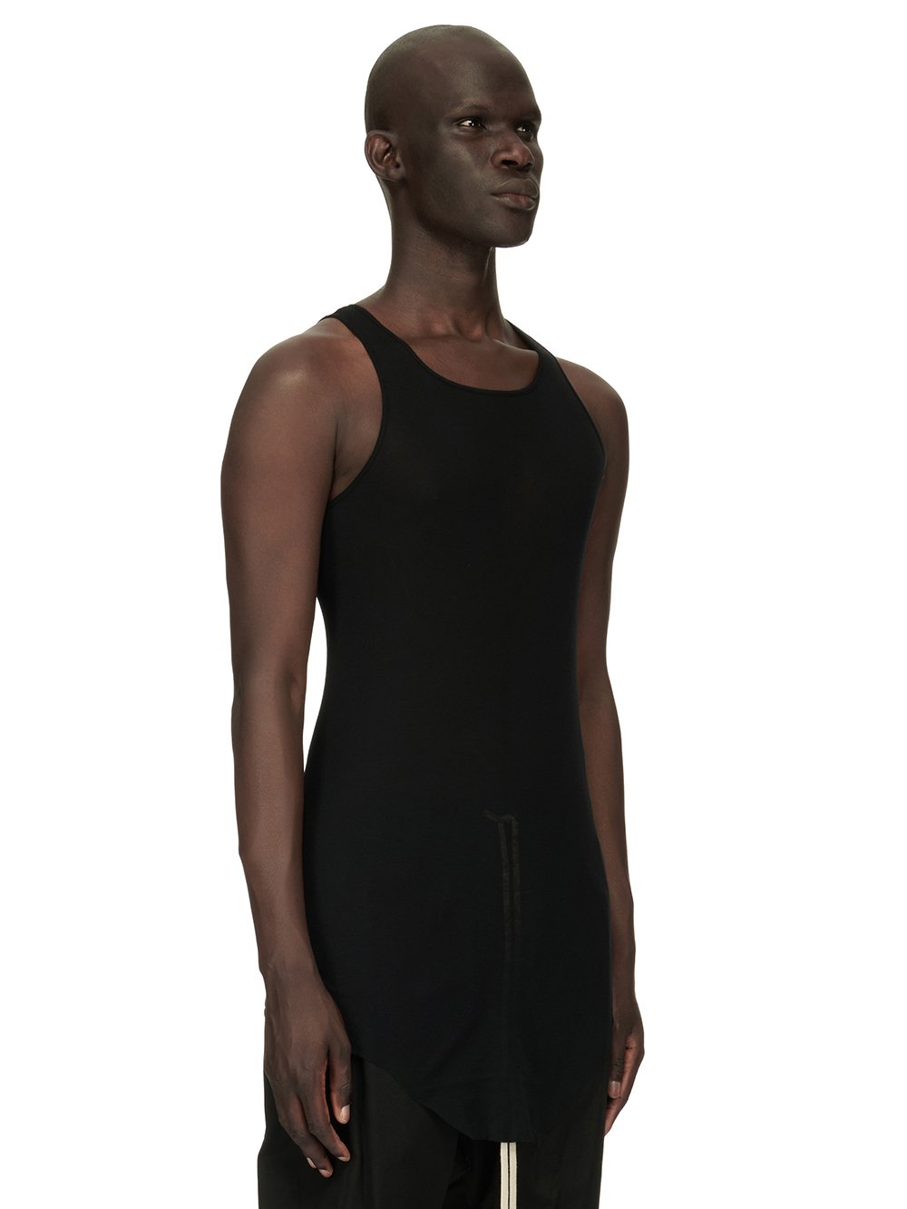 RICK OWENS FOREVER BASIC RIB TANK IN BLACK MINI RIB JERSEY