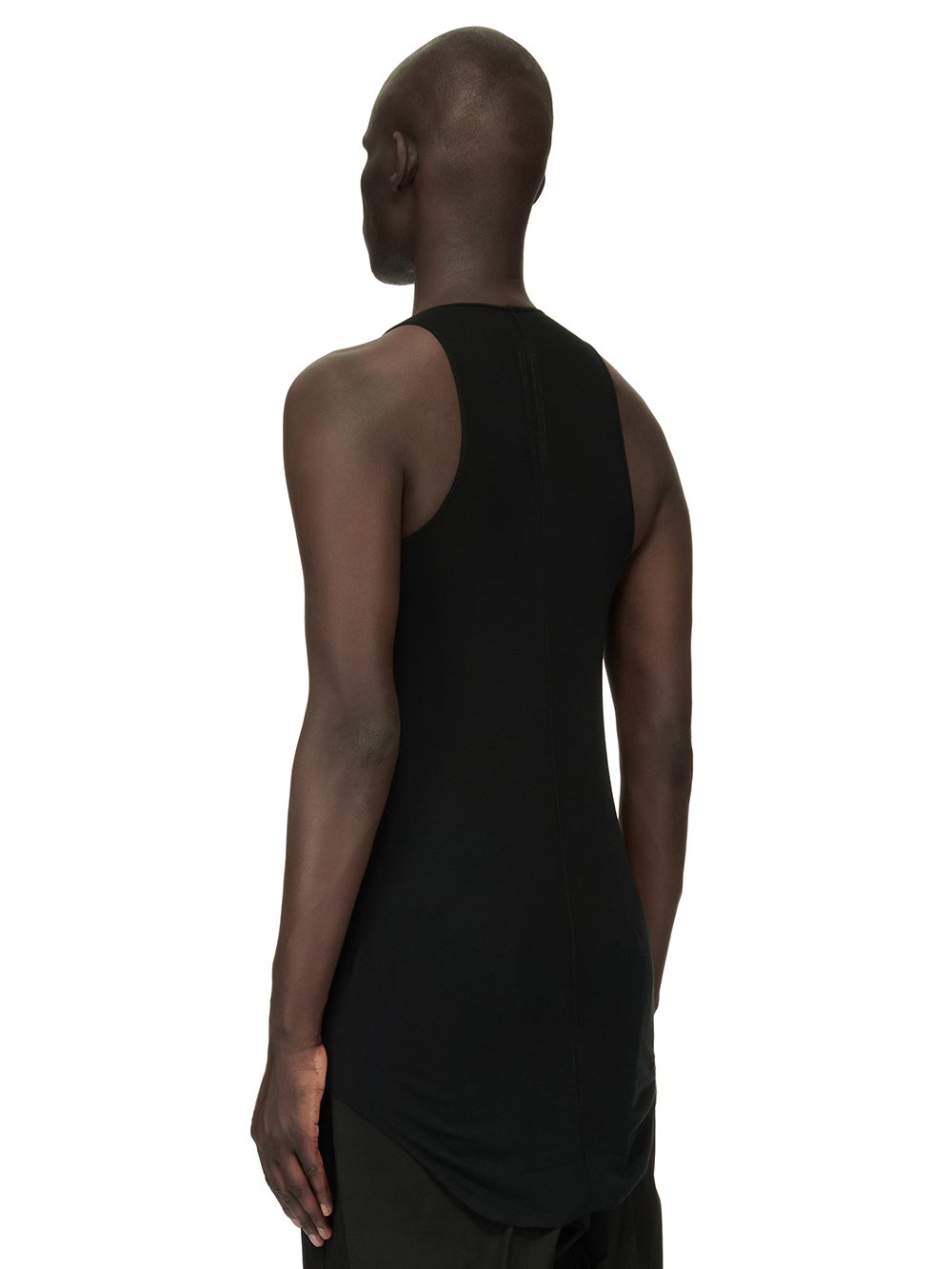 RICK OWENS FOREVER BASIC RIB TANK IN BLACK MINI RIB JERSEY