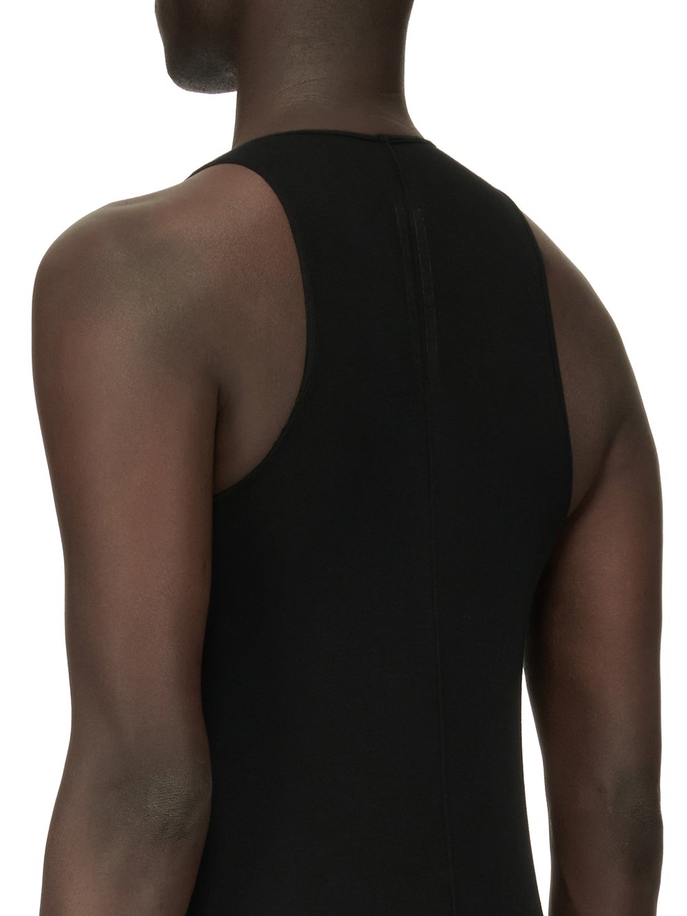 RICK OWENS FOREVER BASIC RIB TANK IN BLACK MINI RIB JERSEY