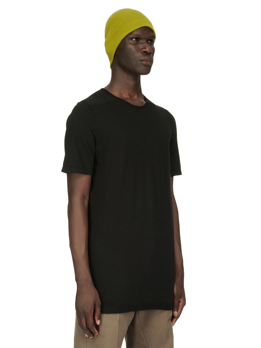 RICK OWENS FW23 LUXOR HAT IN ACID YELLOW LIGHTWEIGHT RIBBED KNIT