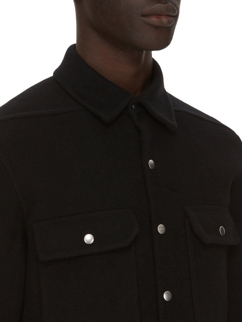 RICK OWENS FW23 LUXOR OUTERSHIRT IN BLACK DOUBLE CASHMERE