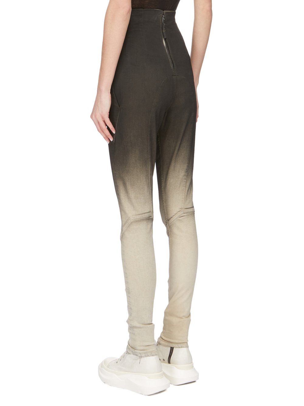 DRKSHDW FW23 LUXOR DIRT WAIST LEGGINGS IN BLACK PEARL DEGRADE STRETCH DENIM