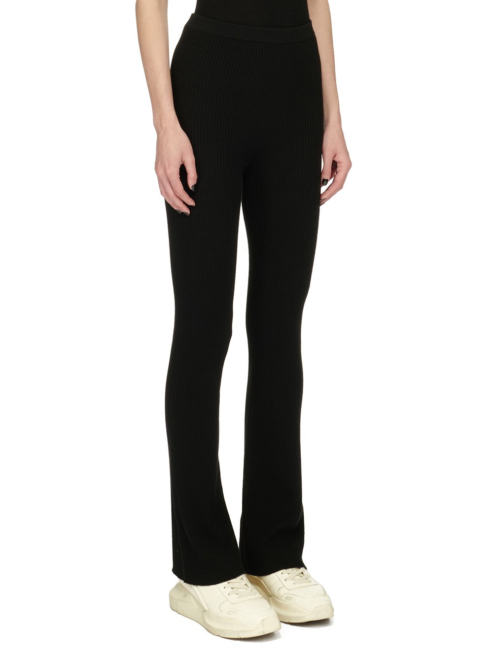 RICK OWENS FW23 LUXOR WIDE LEG PANTS IN BLACK LIGHTWEIGHT RIBBED KNIT